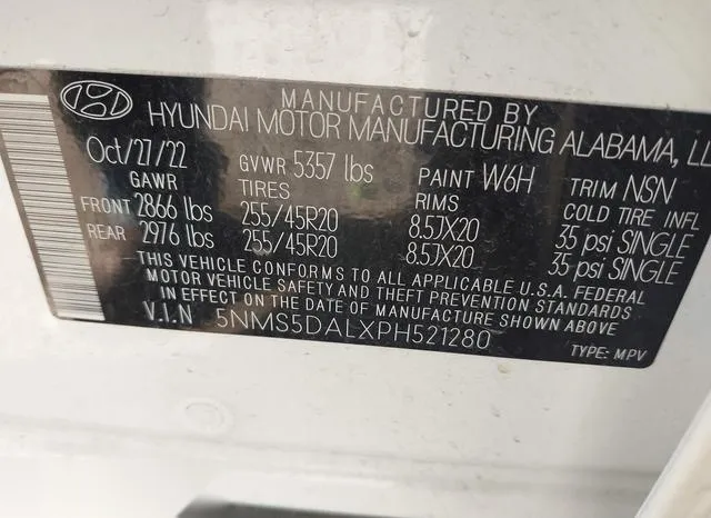 5NMS5DALXPH521280 2023 2023 Hyundai Santa Fe- Calligraphy 9