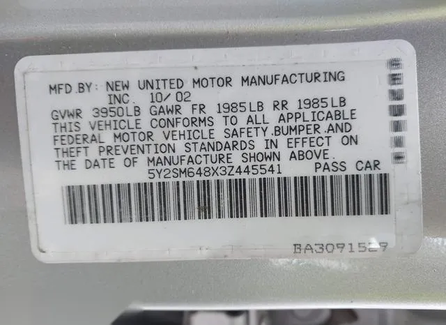 5Y2SM648X3Z445541 2003 2003 Pontiac Vibe 9