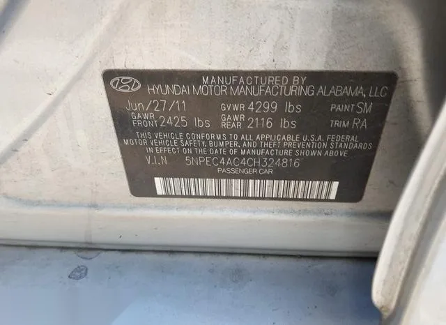 5NPEC4AC4CH324816 2012 2012 Hyundai Sonata- SE 9