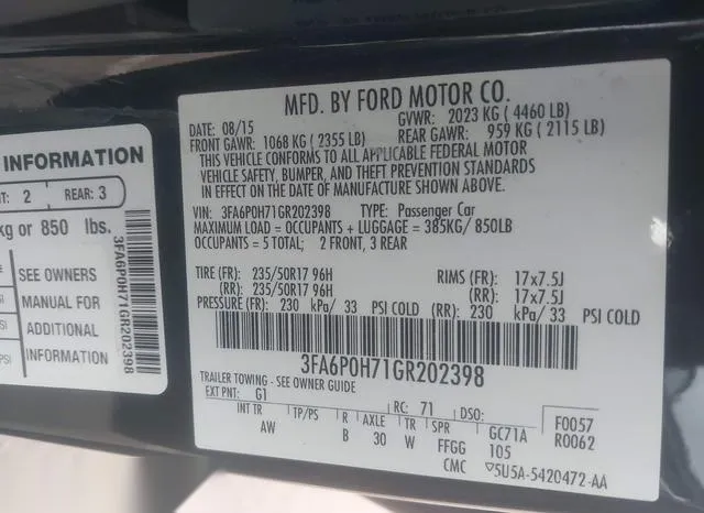 3FA6P0H71GR202398 2016 2016 Ford Fusion- SE 9