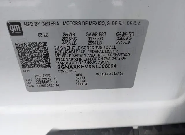 3GNAXKEVXNL308004 2022 2022 Chevrolet Equinox- Fwd Lt 9