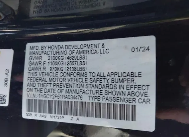 1HGCY2F51RA034476 2024 2024 Honda Accord- Hybrid Sport 9