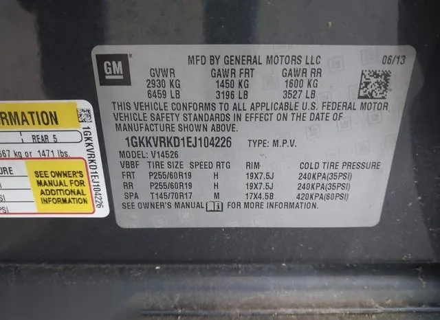 1GKKVRKD1EJ104226 2014 2014 GMC Acadia- Slt-1 9