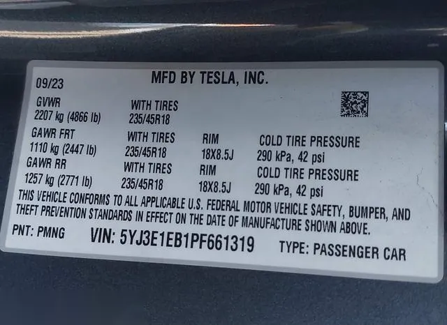 5YJ3E1EB1PF661319 2023 2023 Tesla Model 3- Long Range Dual 9