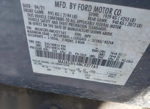 MAJ6S3FL4MC427165 2021 2021 Ford Ecosport- S 9