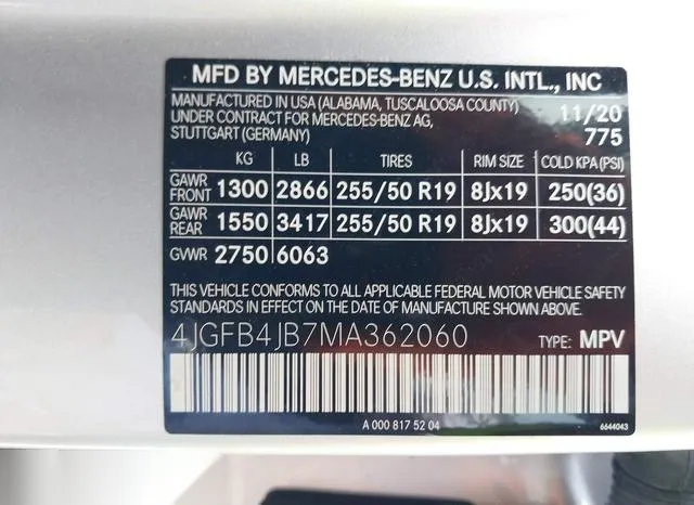 4JGFB4JB7MA362060 2021 2021 Mercedes-Benz GLE 350 9