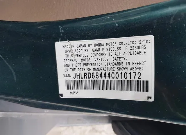 JHLRD68444C010172 2004 2004 Honda CR-V- LX 9