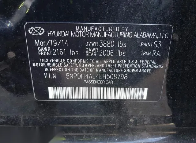 5NPDH4AE4EH508798 2014 2014 Hyundai Elantra- Limited 9