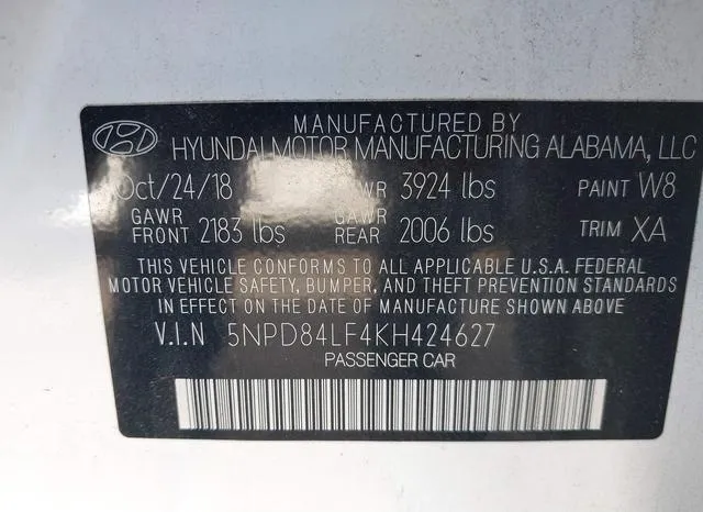 5NPD84LF4KH424627 2019 2019 Hyundai Elantra- Sel 9