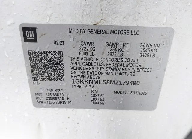 1GKKNMLS8MZ179490 2021 2021 GMC Acadia- Fwd Slt 9