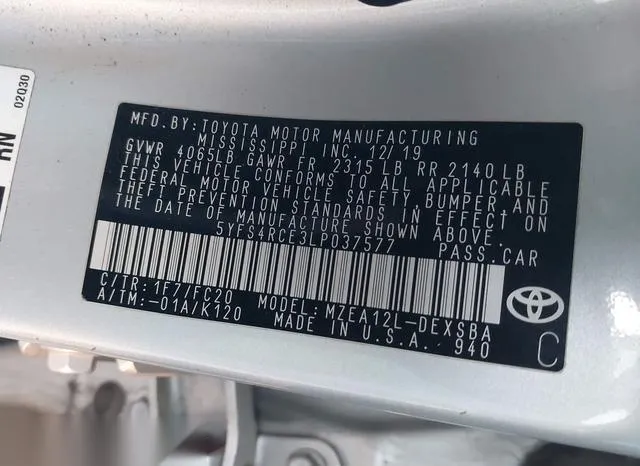 5YFS4RCE3LP037577 2020 2020 Toyota Corolla- SE 9