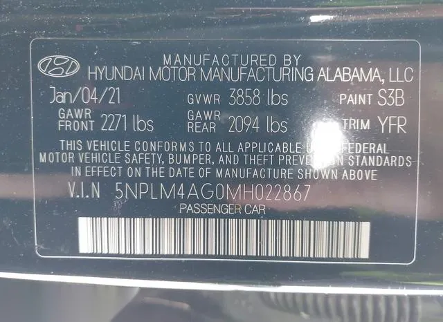 5NPLM4AG0MH022867 2021 2021 Hyundai Elantra- Sel 9