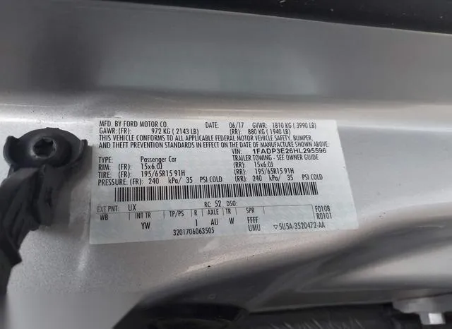 1FADP3E26HL295596 2017 2017 Ford Focus- S 9