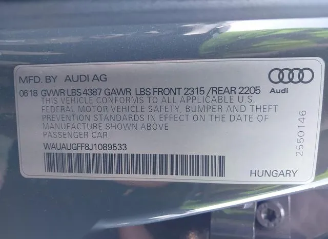 WAUAUGFF8J1089533 2018 2018 Audi A3- 2-0T Premium/2-0T Tech 9