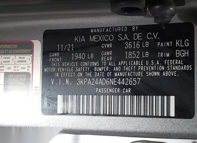 3KPA24AD6NE442657 2022 2022 KIA Rio- S 9