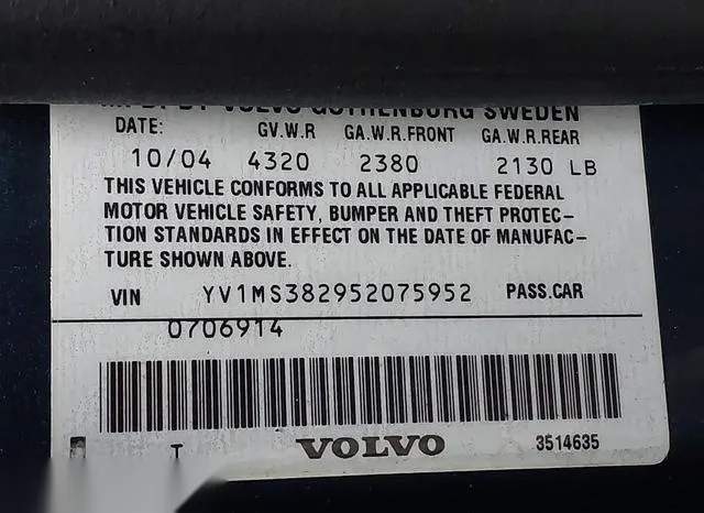 YV1MS382952075952 2005 2005 Volvo S40- 2-4I 9