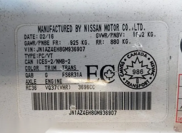 JN1AZ4EH8GM936907 2016 2016 Nissan 370Z- Nismo/Nismo Tech/S 9