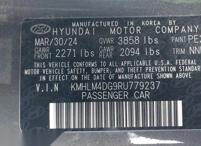 KMHLM4DG9RU779237 2024 2024 Hyundai Elantra- Sel 9