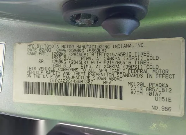 5TDZA22C44S001307 2004 2004 Toyota Sienna- Xle 9