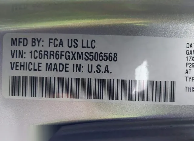 1C6RR6FGXMS506568 2021 2021 RAM 1500- Classic Tradesman  4X 9