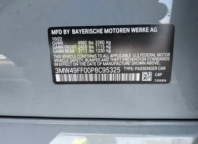 3MW49FF00P8C95325 2023 2023 BMW 3 Series- M340I Xdrive 9