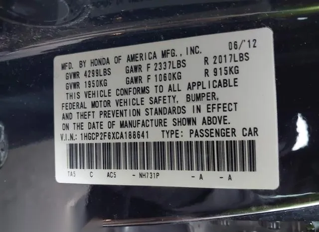 1HGCP2F6XCA188641 2012 2012 Honda Accord- 2-4 SE 9