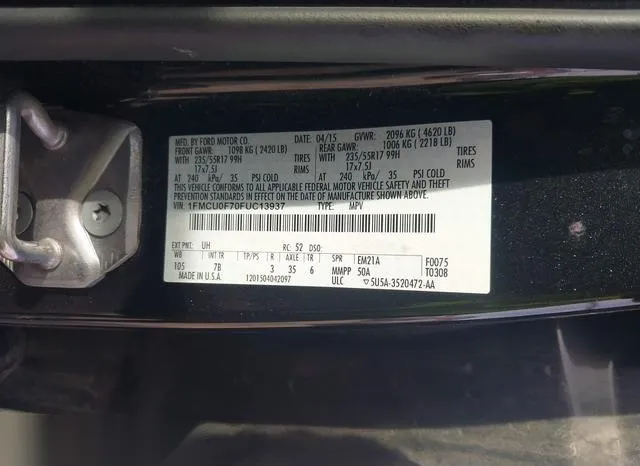 1FMCU0F70FUC13937 2015 2015 Ford Escape- S 9