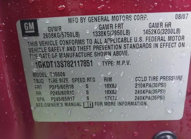 1GKDT13S782117851 2008 2008 GMC Envoy- Slt 9