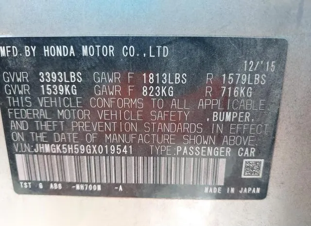 JHMGK5H59GX019541 2016 2016 Honda Fit- LX 9