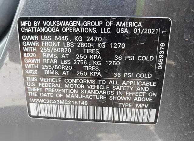 1V2WC2CA3MC215148 2021 2021 Volkswagen Atlas- Cross Sport 2 9