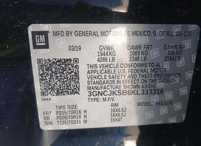 3GNCJKSB6KL333319 2019 2019 Chevrolet Trax- LS 9