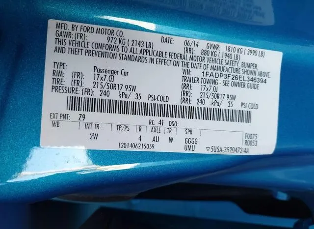 1FADP3F26EL346394 2014 2014 Ford Focus- SE 9