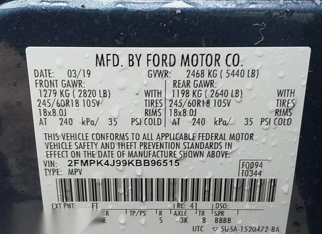 2FMPK4J99KBB96515 2019 2019 Ford Edge- Sel 9