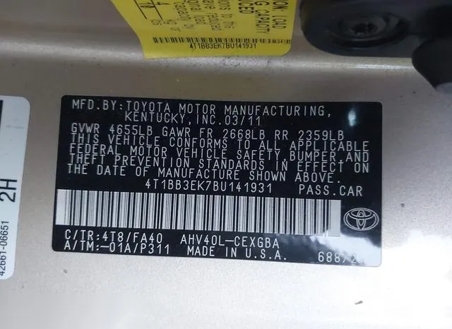 4T1BB3EK7BU141931 2011 2011 Toyota Camry- Hybrid 9