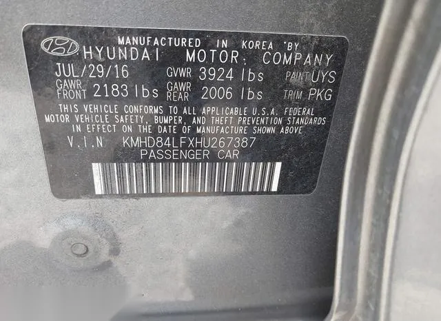 KMHD84LFXHU267387 2017 2017 Hyundai Elantra- Limited 9