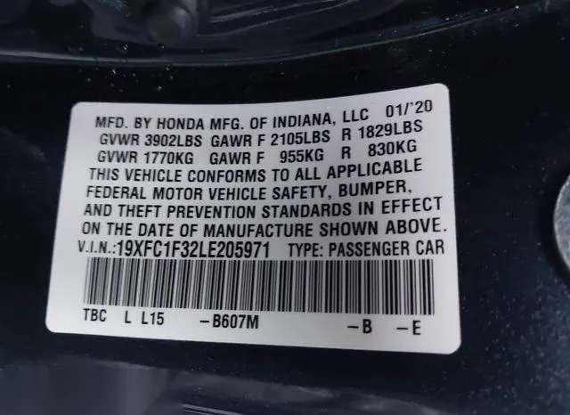 19XFC1F32LE205971 2020 2020 Honda Civic- EX 9