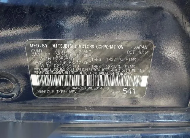 JA4AD2A3XLZ014043 2020 2020 Mitsubishi Outlander- ES 2-4 9