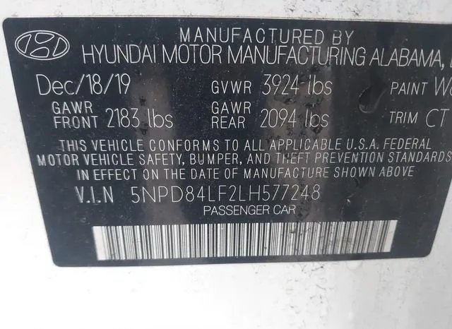 5NPD84LF2LH577248 2020 2020 Hyundai Elantra- Sel 9