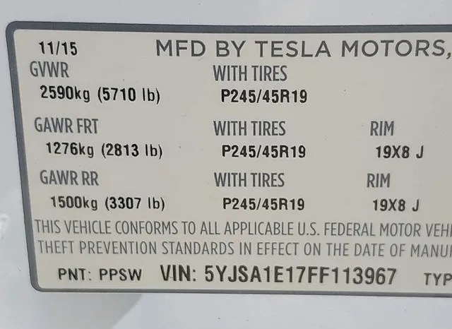 5YJSA1E17FF113967 2015 2015 Tesla Model S- 60/70/85 9