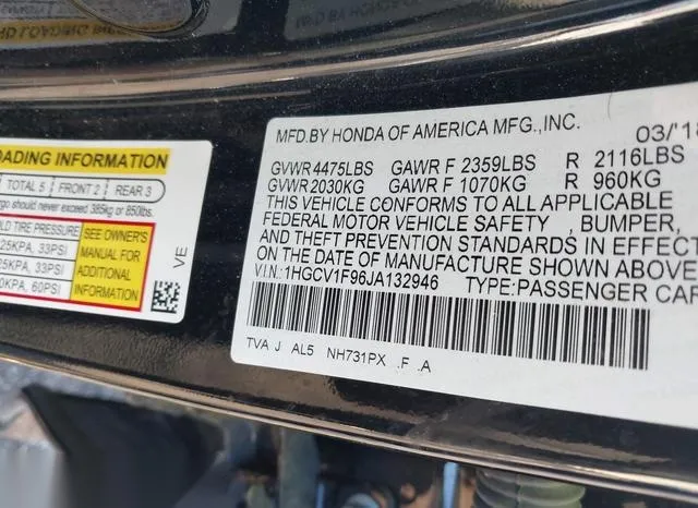 1HGCV1F96JA132946 2018 2018 Honda Accord- Touring 9