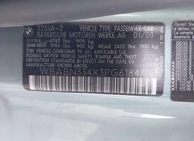 WBABN334X3PG61847 2003 2003 BMW 3 Series- 325CI 9