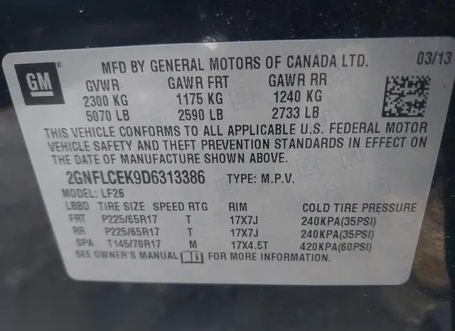 2GNFLCEK9D6313386 2013 2013 Chevrolet Equinox- LS 9