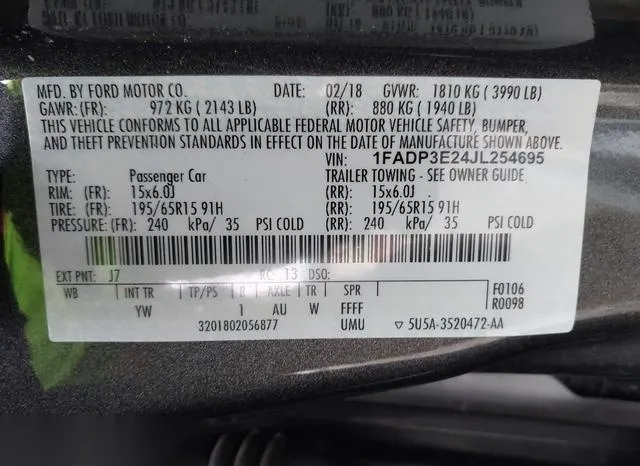 1FADP3E24JL254695 2018 2018 Ford Focus- S 9