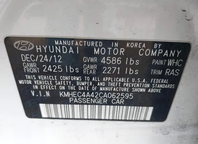 KMHEC4A42CA062595 2012 2012 Hyundai Sonata- Hybrid 9