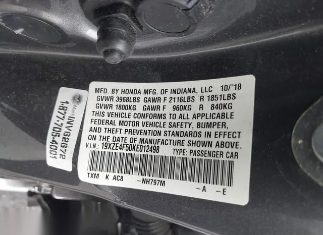 19XZE4F50KE012498 2019 2019 Honda Insight- EX 9