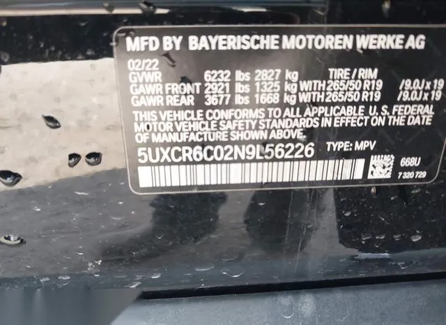 5UXCR6C02N9L56226 2022 2022 BMW X5- Xdrive40I 9