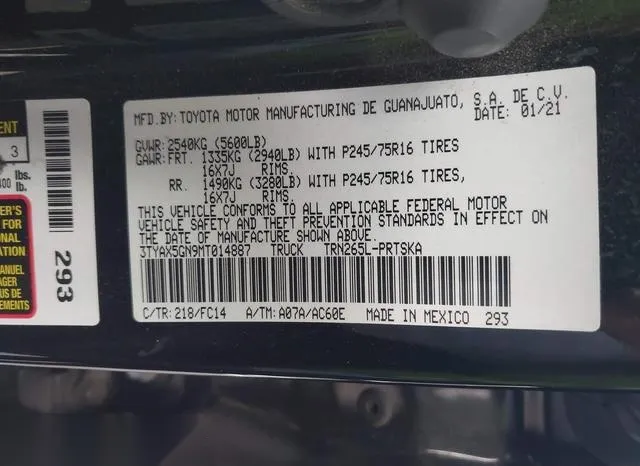 3TYAX5GN9MT014887 2021 2021 Toyota Tacoma- SR5 9