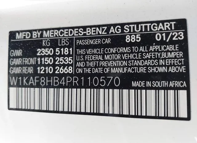 W1KAF8HB4PR110570 2023 2023 Mercedes-Benz AMG C 43- 4Matic 9