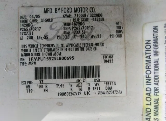 1FMPU15525LB00695 2005 2005 Ford Expedition- Xlt 9