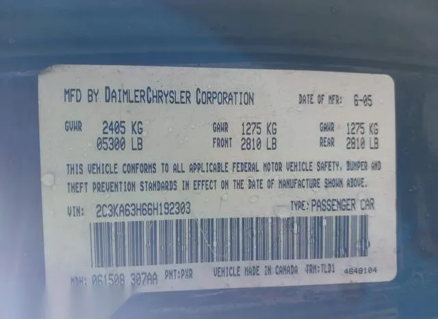 2C3KA63H66H192303 2006 2006 Chrysler 300C 9